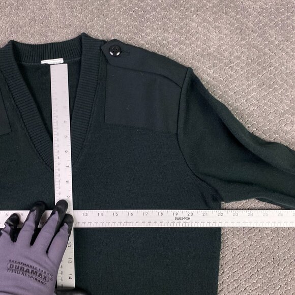 NWOT Logistik Sweater Men's Medium Green Wool Military Commando Elbow Patch - Picture 4 of 8